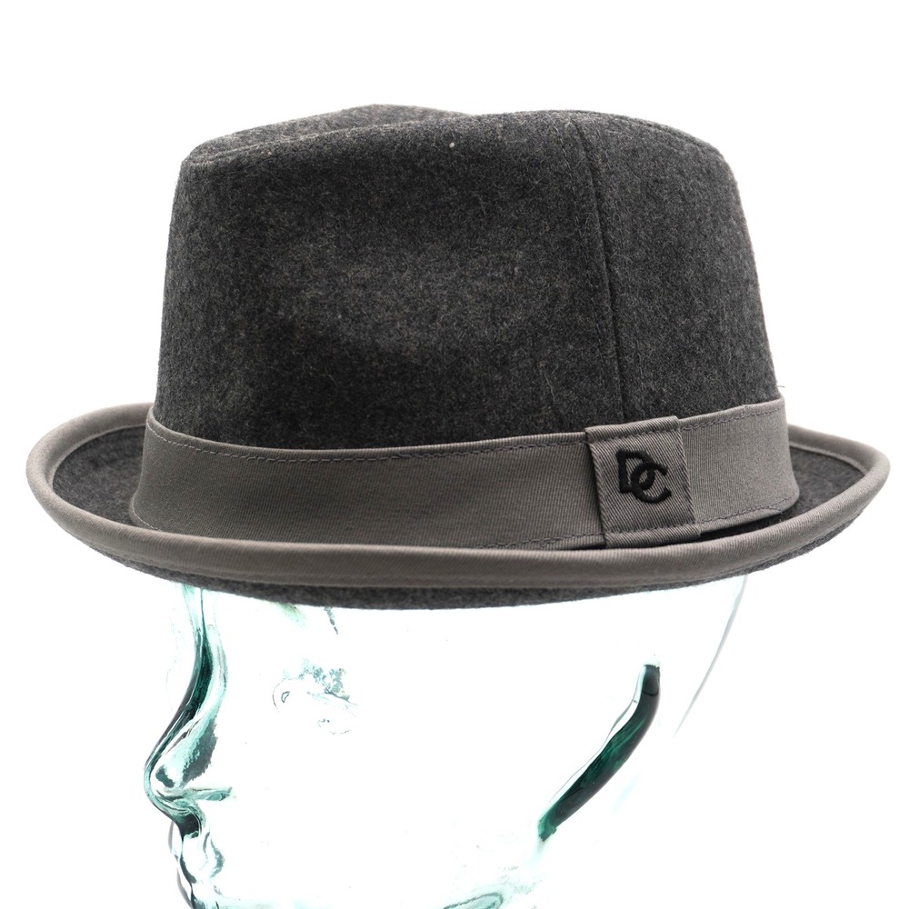 Cremieux Gray Wool Fedora Hat Size S/M Short Brim Trilby DC Logo
